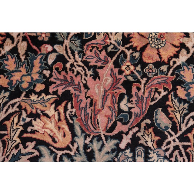 1990's Floral Gulshan Ayub Pak-Persian Black/Black Wool Rug - 4'8'' X 7'1'' For Sale - Image 4 of 9