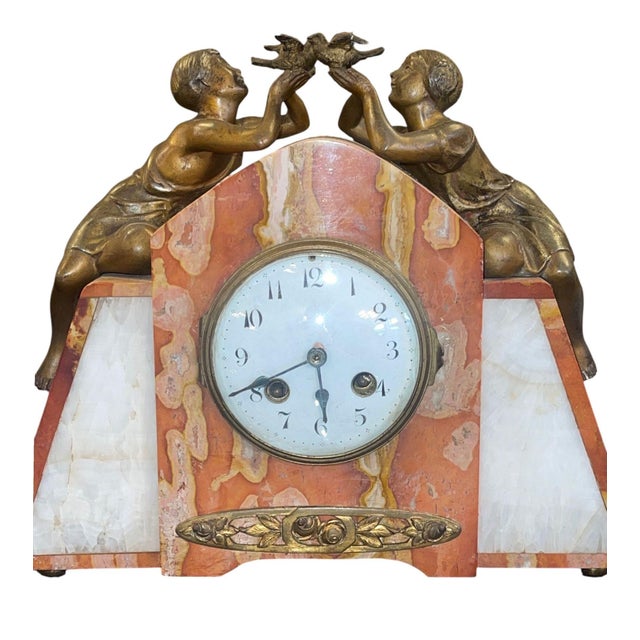 French French Marble & Spelter Clock Garniture, Japy Frères, 19th Century. For Sale - Image 3 of 9