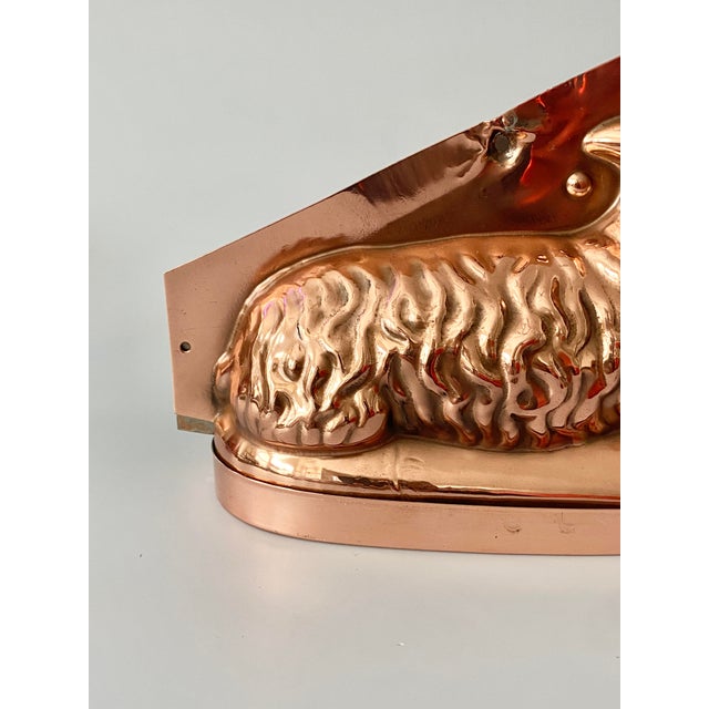 Wood Vintage French Copper Chocolate Mold Sitting Lamb Easter For Sale - Image 7 of 18