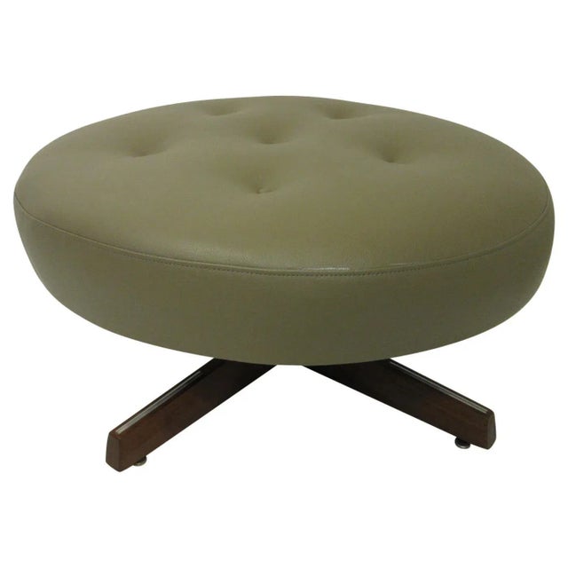 Textile Dunbar Styled Mid-Century Modern Upholstered Swiveling Ottoman For Sale - Image 7 of 7