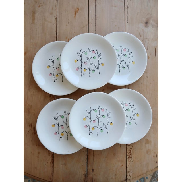 White Vintage Earthenware Dinner Plates with Marie-Claire Pattern from Gien, 1950s, Set of 6 For Sale - Image 8 of 8
