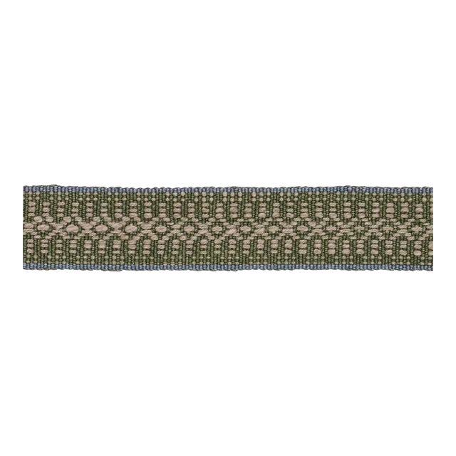 Schumacher Helena Linen Cotton Tape In Fern For Sale