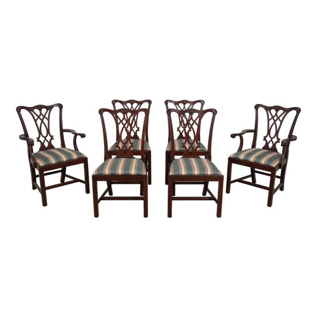 Set of 6 Henkel Harris Model 107 Mahogany Dining Room Chairs For Sale