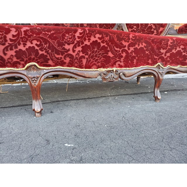 Antique Victorian Carved Wood Triple Medallion Sofa Chairish