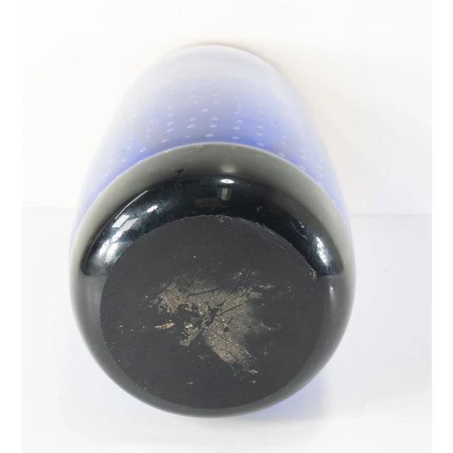 Mid-Century Red and Blue Controlled Bubble Art Glass Vase For Sale - Image 9 of 12