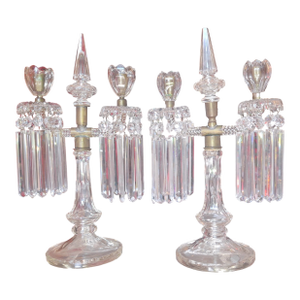 19thc French Regency Cut Glass & Crystal Candelabra Attrib. St Louis a - Pair