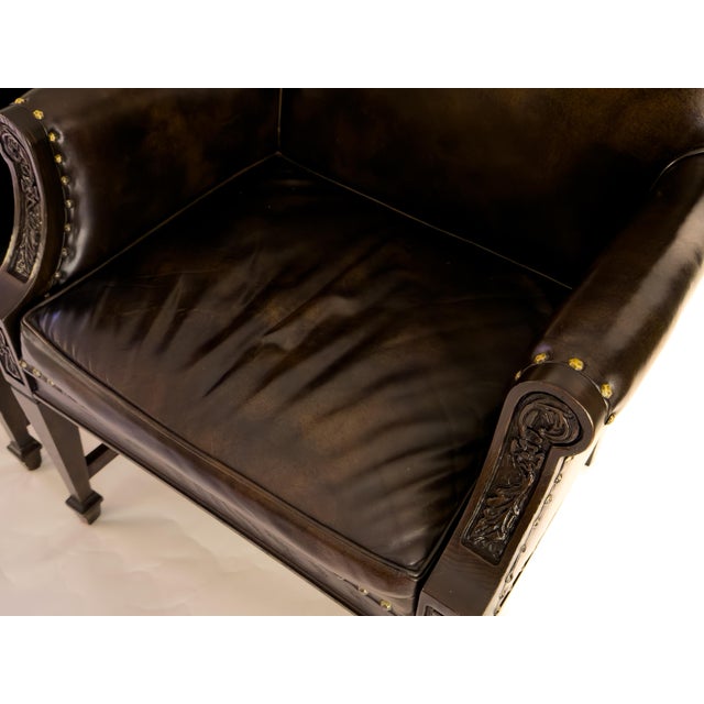 Coffee Pair, Hand-Carved Romweber Leather Chairs Made in the Usa For Sale - Image 8 of 10