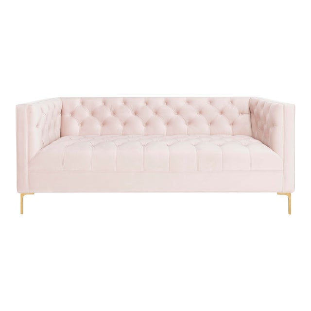 Velvet Tufted Sofa in Blush Pink Chairish