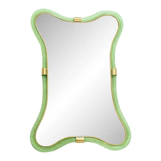 Gold Italian Green Weathered Murano Glass Mirror by Simoeng for Simoeng For Sale - Image 8 of 8
