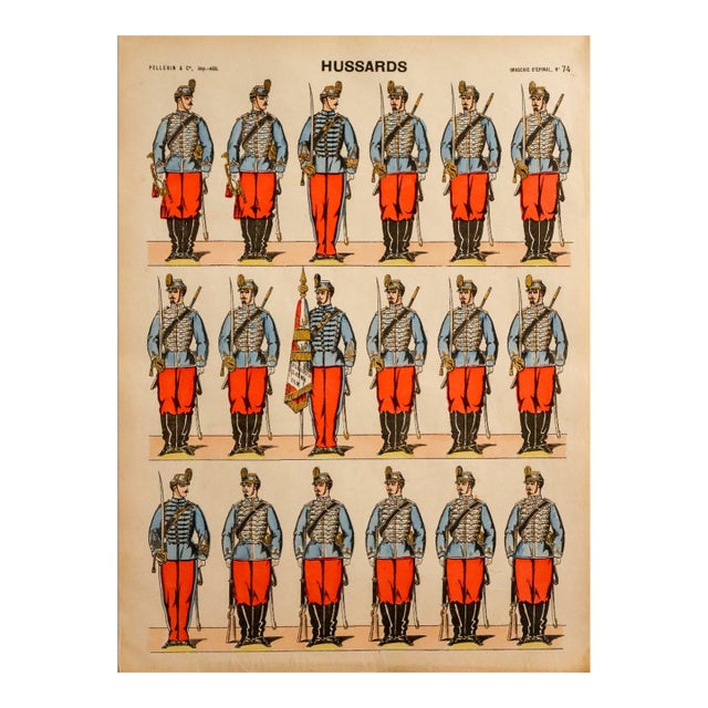 1880s - 1890s French Military Print - Imagerie d'Épinal #74 - Hussards For Sale