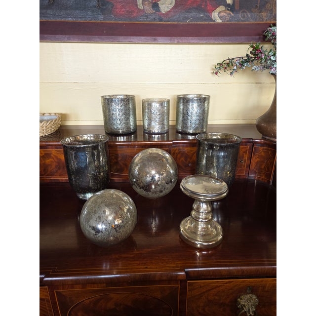 Collection of Vintage Mercury Glass Items For Sale - Image 9 of 10