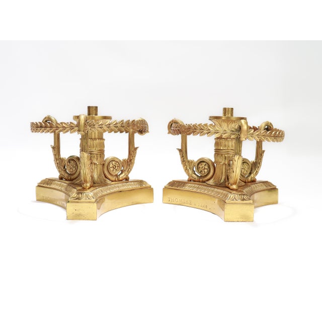 Pair of Antique French Ormolu Doré Gilt Bronze Etageres Bases by Thomire For Sale In Philadelphia - Image 6 of 11
