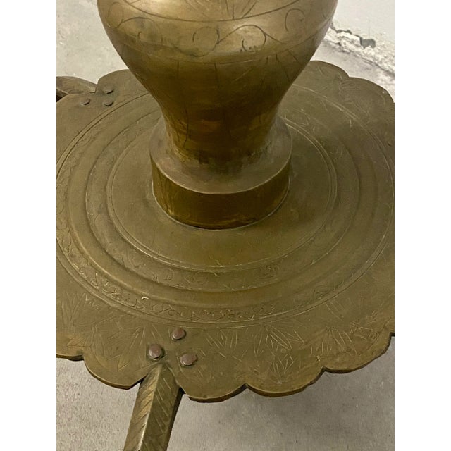 Asian Motif Etched Brass Free Standing Floor Lamp C.1920 For Sale - Image 11 of 12