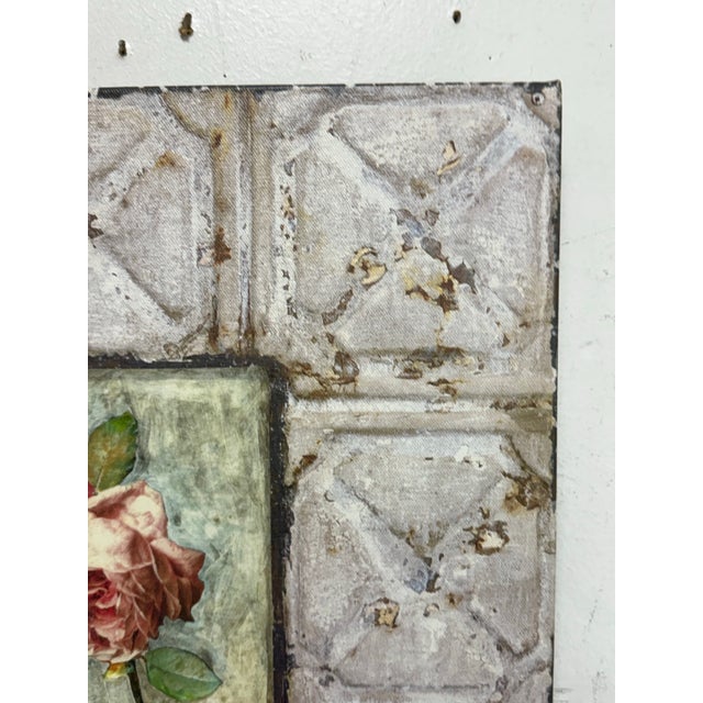 2010s Peggy Abrams Style Rose Tile Print of Canvas For Sale - Image 5 of 12