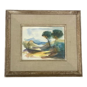 Original 1970 Framed Watercolor Landscape Painting