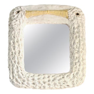 Cicogne French Ceramic Mirror by Renzo Maar For Sale