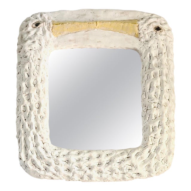 Cicogne French Ceramic Mirror by Renzo Maar For Sale