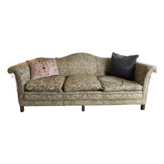Vintage Damask Camelback Sofa For Sale