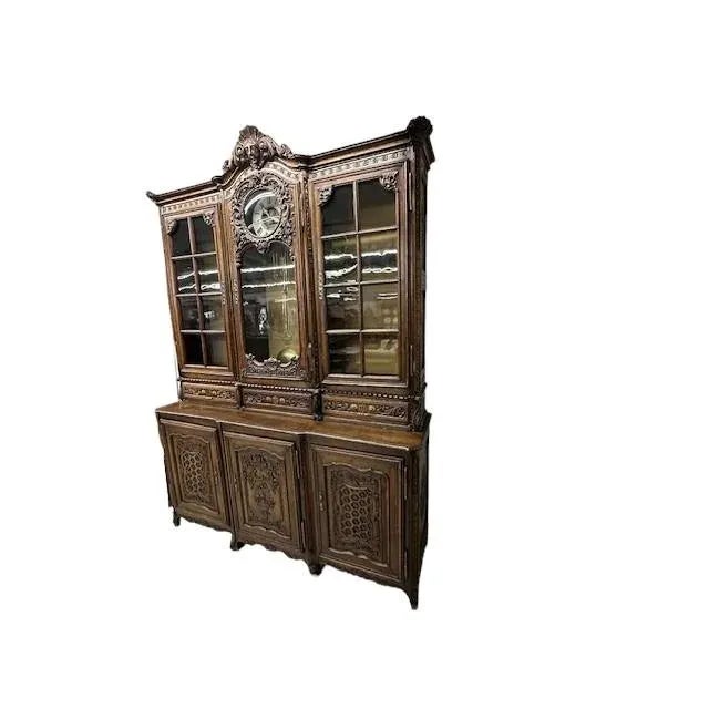 19th Century 19th Century French Carved Oak Vaisselier With Clock For Sale - Image 5 of 10