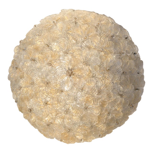 1960s Murano Gold Ceiling Light Flower by Seguso for Venini For Sale