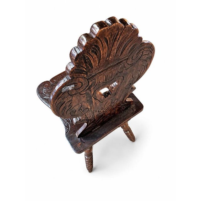 Swiss Alpine Hall Chair in Hardwood, 1930s For Sale - Image 5 of 8
