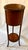 Antique Edwardian style mahogany plant stand with burl wood wrapped container. Removable copper insert. Carved detail...