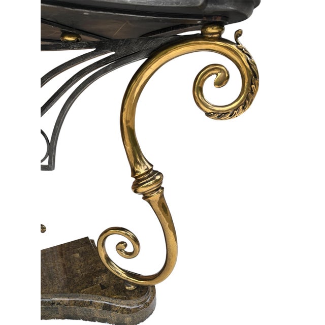 Vintage Henredon Tessellated Stone Console With Sculptural Gold-Tone Scrollwork For Sale - Image 10 of 18