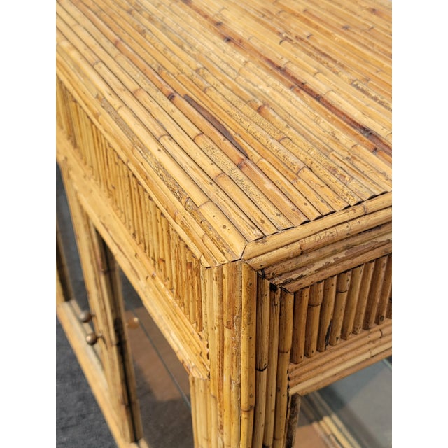 Wood Vintage 1950s Vertically Stacked Bamboo Lowboy Display Cabinet W Two Shelves For Sale - Image 7 of 11