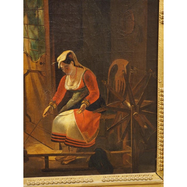 19th Century French Oil on Canvas, “La Fileuse D’Albano” After Claude Bonnefond For Sale - Image 12 of 17