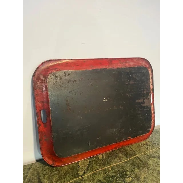 Early 19th Century Early 19th Century English Polychromed Tole Tray on Stand For Sale - Image 5 of 12