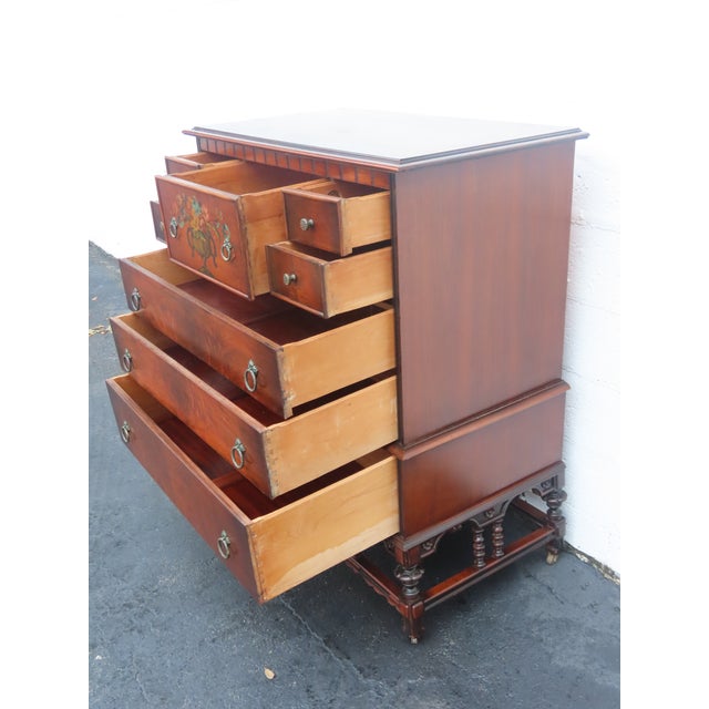 Early 1900s Carved Hand Painted Tall Chest of Drawers 6895 For Sale - Image 11 of 17