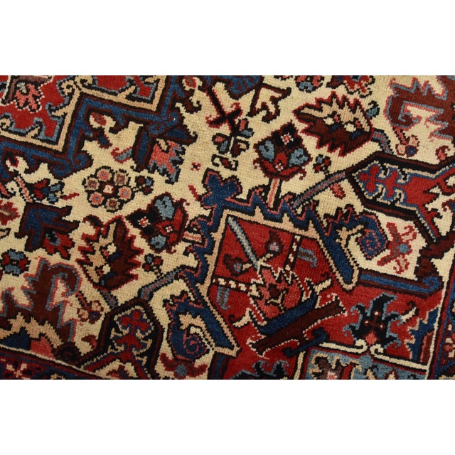 Heriz Rug 7’11” X 11′ Red Wool Vintage Traditional Hand-Knotted Carpet For Sale - Image 4 of 15