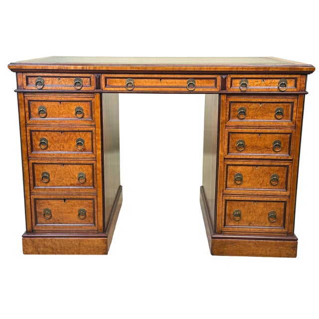 Small English Birdseye Maple Pedestal Desk, 1840 For Sale - Image 13 of 14
