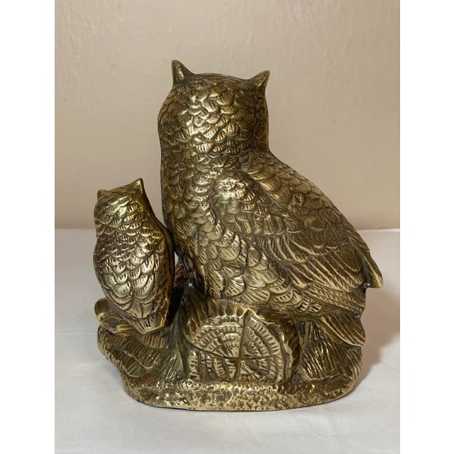 Vintage Brass Owl Family on Branch Figurine Sculpture For Sale In Phoenix - Image 6 of 9