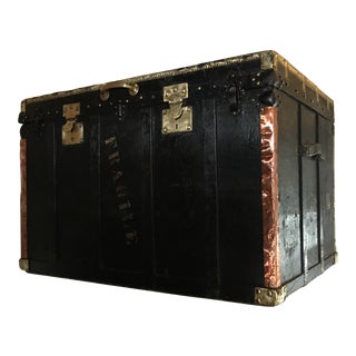 Black Painted Vintage English Trunk For Sale