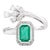 Emerald Ring Embellished With Cluster Diamond in 18k White Gold Size 6.5 For Sale