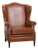 English Cognac-Colored Cowhide Wing Chair For Sale