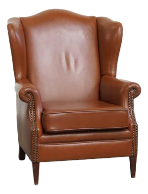English Cognac-Colored Cowhide Wing Chair