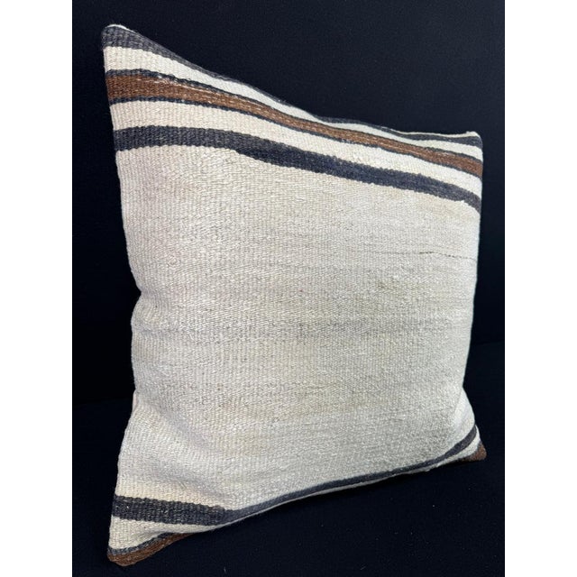 Turkish Hemp Pillow Cushion Natural Beige Black Pillow Cushion Cover 24"x24" #30359 Enhance your home decor with our Kilim...