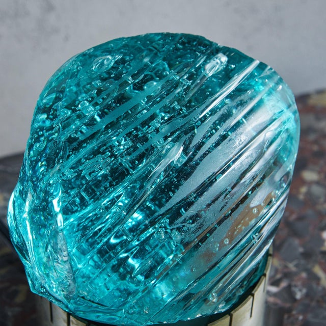 Turquoise Globular Bubble Glass Table Lamp by Max Ingrand for Saint-Gobain, France 1960s For Sale - Image 8 of 11