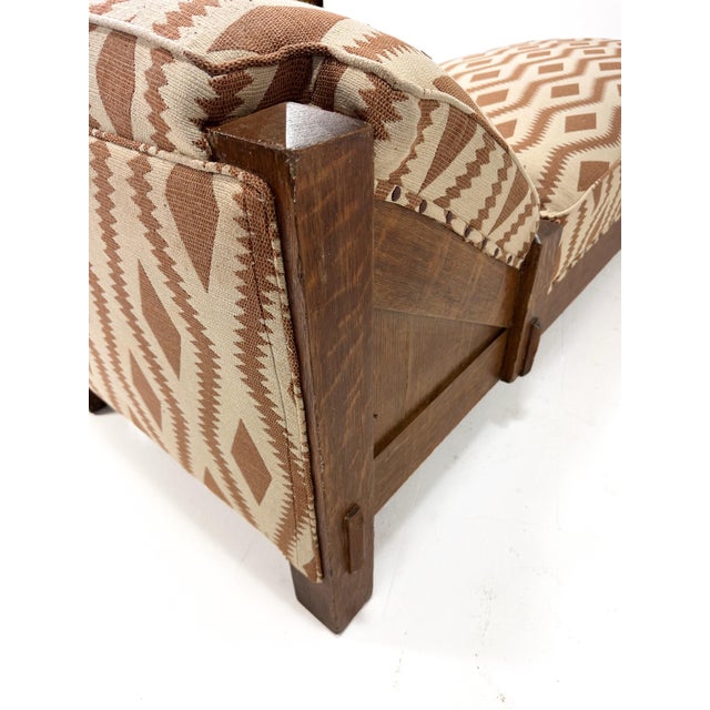 1930s Antique Arts & Crafts Mission Oak Chaise Lounge Daybed For Sale - Image 5 of 10