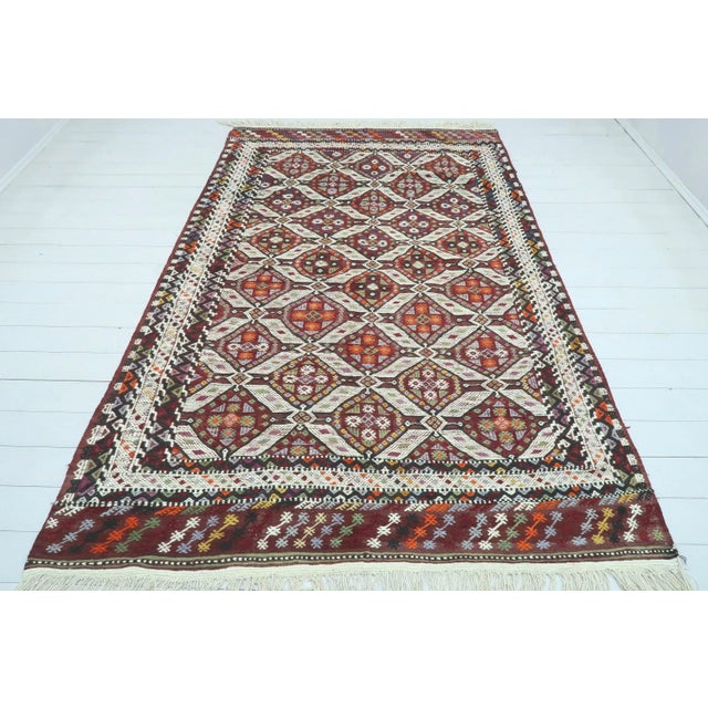 Anatolia Turkish Bergama Embroidery Kilim Rug For Sale - Image 12 of 12