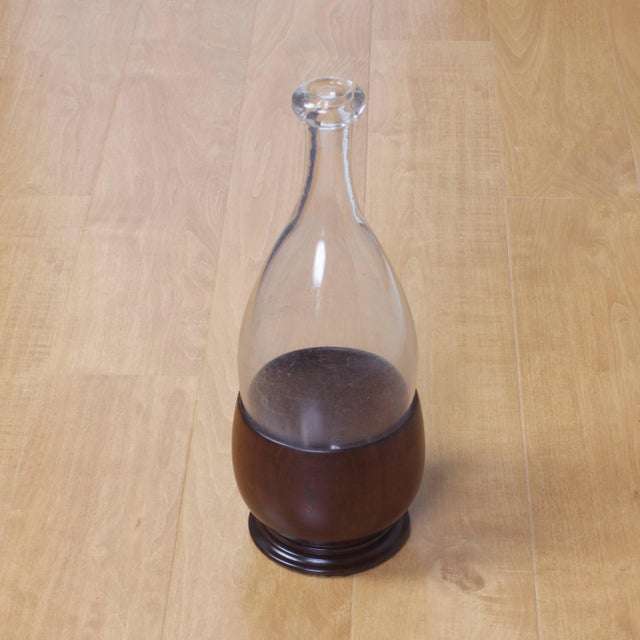 Traditional 19th Century Handblown Bottles with Later Custom Stands - A Pair For Sale - Image 3 of 7