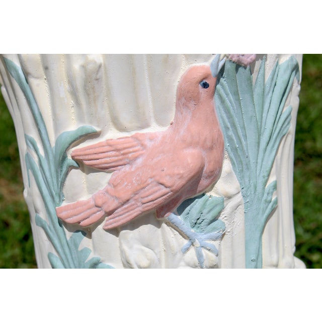Antique White Vintage Coastal Heron Garden Pedestal | Decorative Plant Stand | Cottage & Chinoiserie Accent For Sale - Image 8 of 15