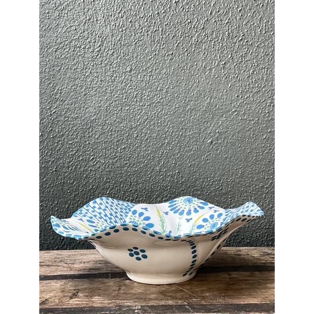 Ceramic Vintage Glazed Ceramic Hand Painted Bowl For Sale - Image 7 of 12