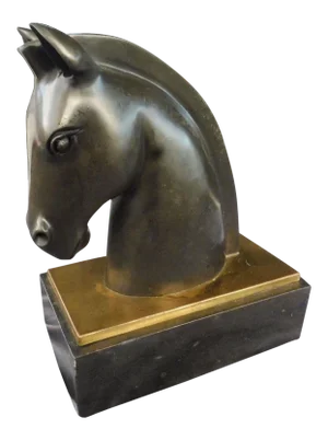 Vintage Bronze Art Deco Style Horse Head on Marble Base