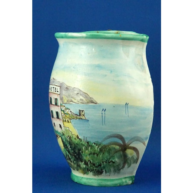 Antique Wall-Mounted Majolica Ceramic Planter with Amalfi View by Solimene, 1890s For Sale - Image 3 of 15