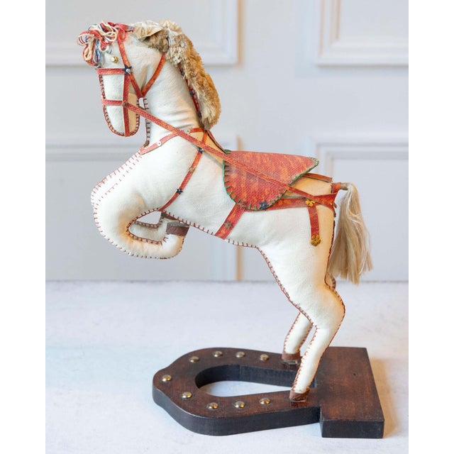 Off-white French Decorative Horse in Moleskin with Saddle and Harness, 20th Century For Sale - Image 8 of 16