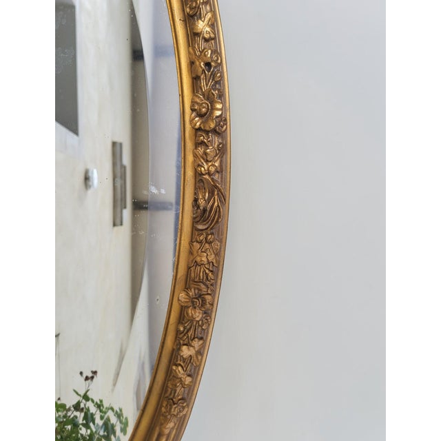 Louis XVI Oval Mirror in Gilded Wood, 1890s For Sale - Image 9 of 12