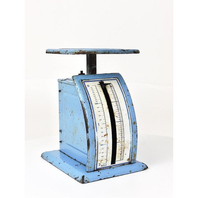 Bauhaus Bauhaus Decorative Blue Avantgarde Letter Scale attributed to Marianne Brandt, Germany, 1930s For Sale - Image 3 of 18